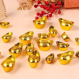 Plastic Opening Decoration Supplies Ingot Cake Decoration Simulated Gold-Plated Plastic Gold Ingot Fortune Ornaments Crafts