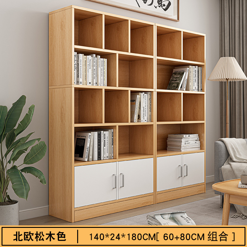 Estante de libros simple contra la pared sala de estar de oficinas multicapa almacenamiento de exhibición estante doméstico estante de libros de piso para estudiantes