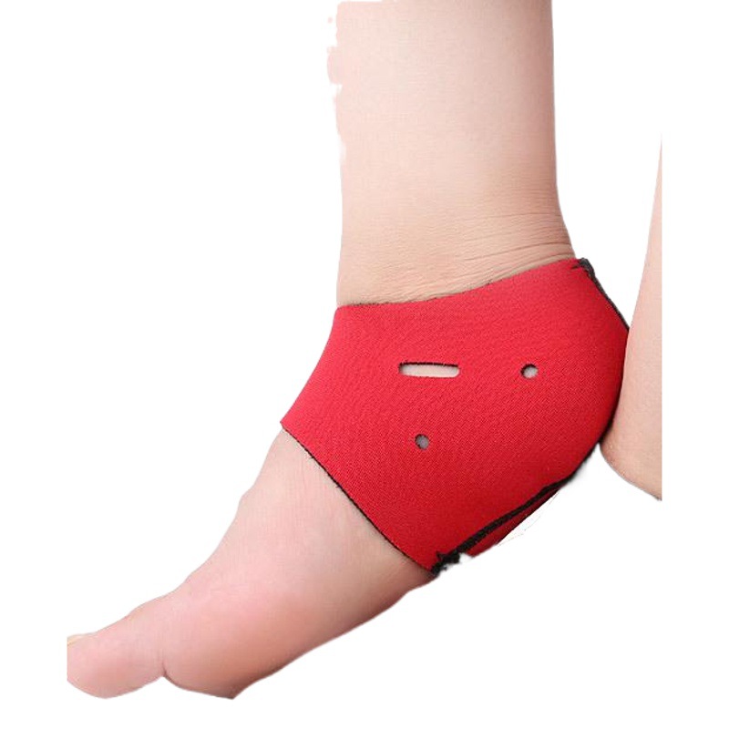 Cubierta de tacón de tela negra y roja unisex deportes protector de tobillo talón resistente al desgaste con agujero pie protector talón Calcetines