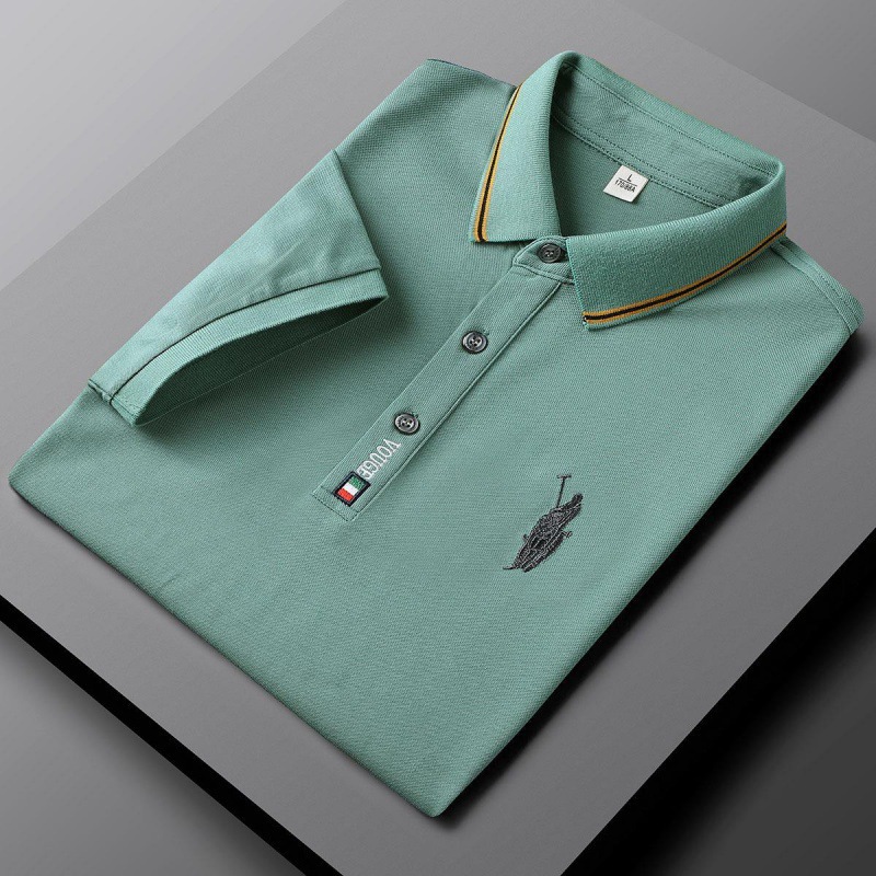Polo camiseta de alto nivel hombre ligero de negocios bordado camiseta de verano mangas cortas de golf bordado elástico camiseta de solapa