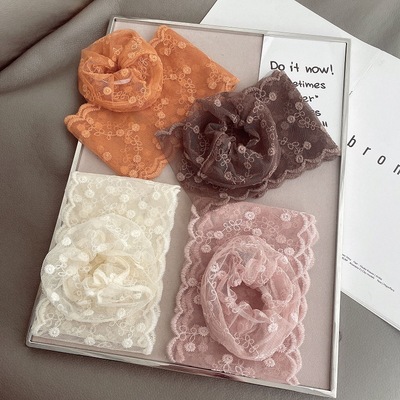 甜美少女日系韓蕾絲花朵蝴蝶結發帶發飾變法丸子頭長發繩頭飾皮筋