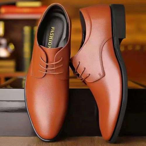 Factory Direct Sale 2025 Spring Men's Leather Shoes Business Formal Trend Korean Style Casual Round Head Groom's Lace-up Shoes