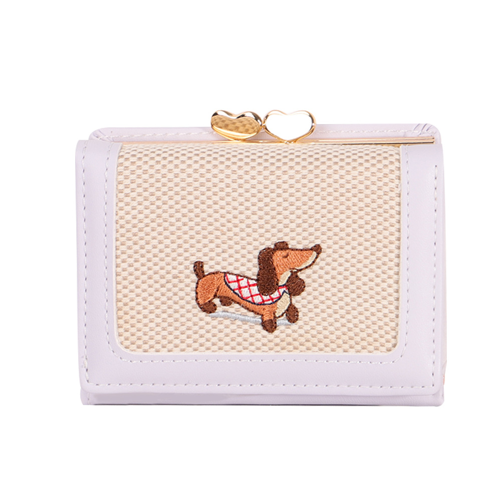 Cartera plegable de dibujos animados lindo transfronterizo, bowknot, bolso de tarjeta Macron, billetera de cuero PU de una pieza, billetera de mujer personalizada
