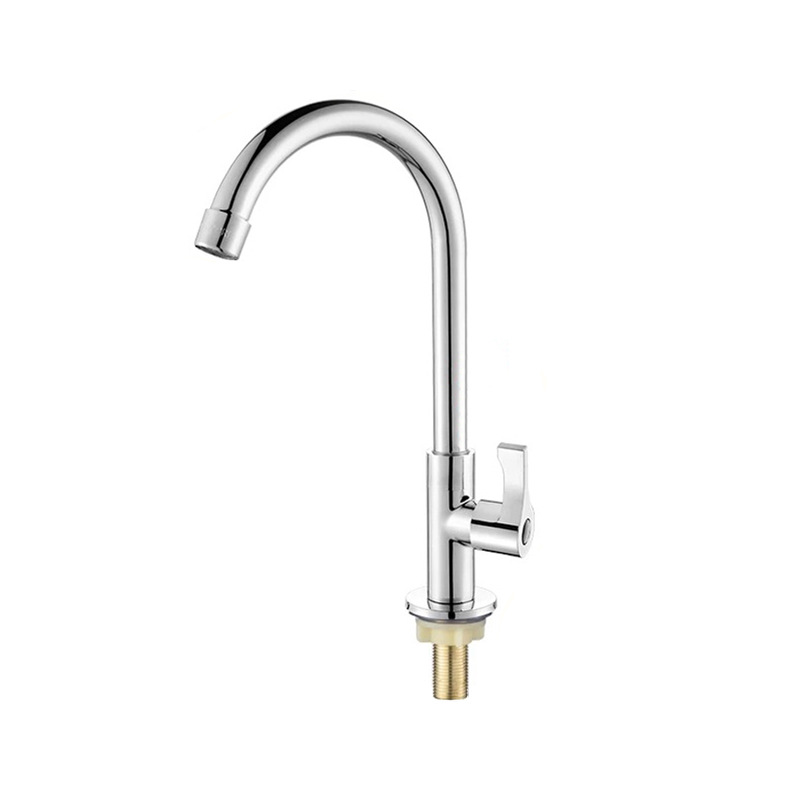 Grifo de fregadero de cocina de agua de acero inoxidable de enfriamiento único, balcón plateado galvanizado, grifo giratorio 360 ° ajustable image 5