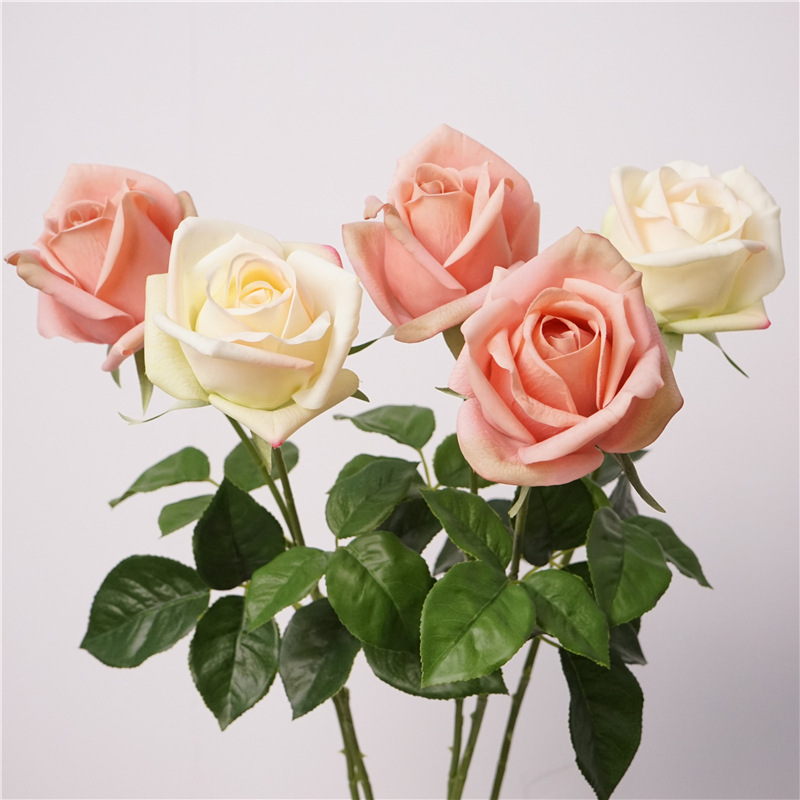 Gemini Rose - 고급 컬러 습식 장미 유럽 스타일의 인공 꽃 웨딩 꽃 장식 사진 소품
