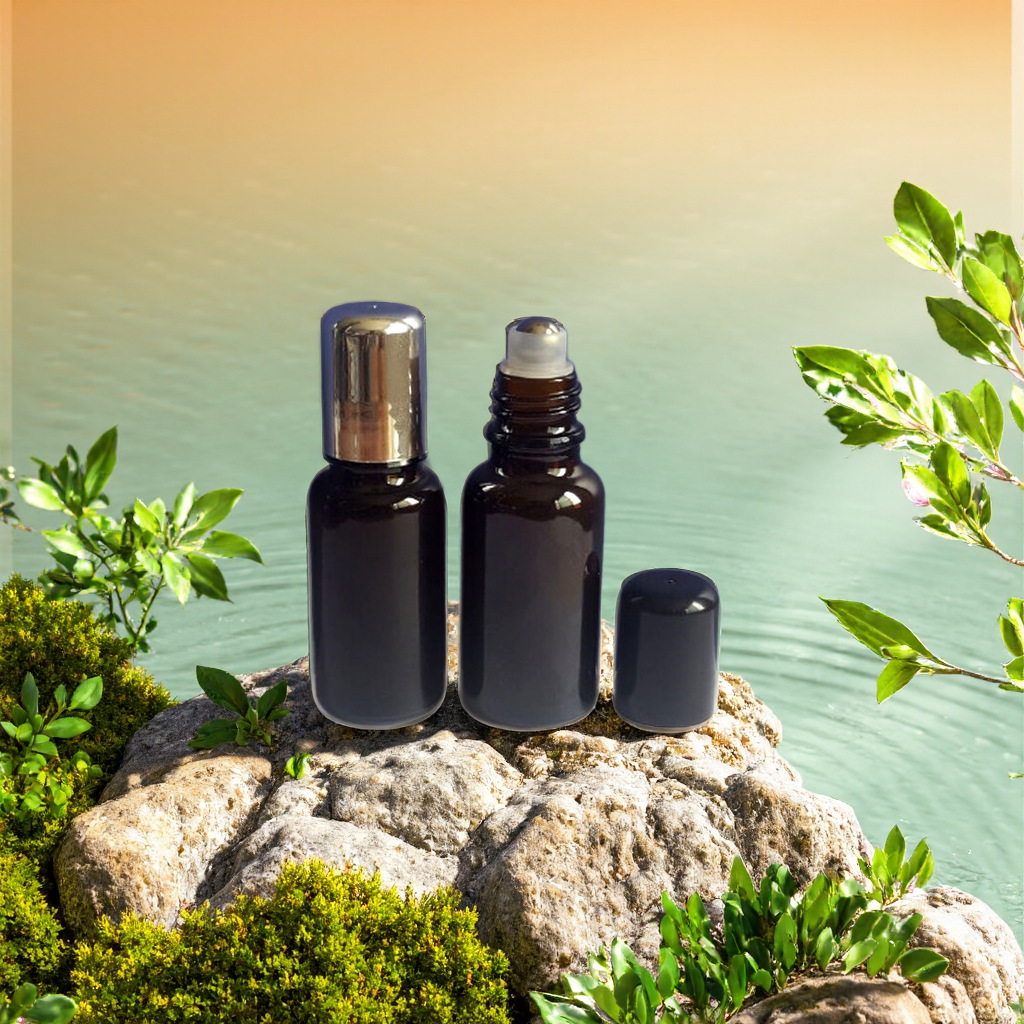 厂家供应20ml棕色滚珠瓶配套铝盖 玻璃香水瓶