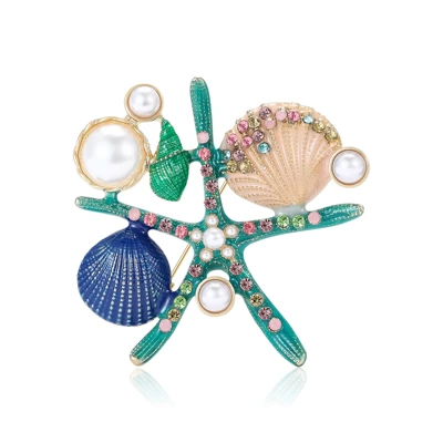 Yaxa sancaqları Starfish Shell Brooch Alloy