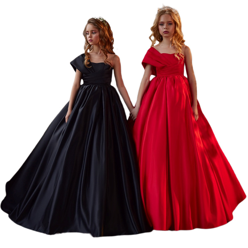 Children's Princess Dress Floor Length Girls' Tutu Skirt Flower Girl Wedding Gown Evening Gown New Summer Performance Costume For Kids_voghion.com