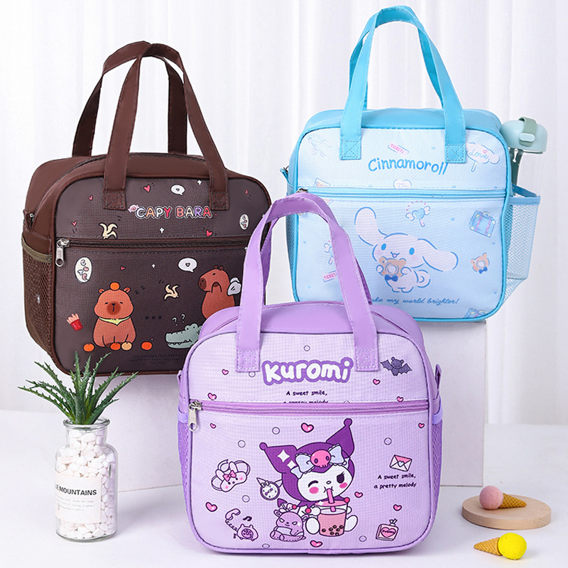 Lunch Box Bag Student Insulation Bag Handbag Cartoon Cute Children's Lunch Bag Thickened Waterproof Lunch Bag Large Capacity