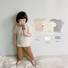 2024夏季新款男童短袖T恤韓版童裝女寶寶純色打底衫嬰兒上衣ins風
