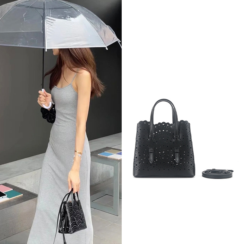 Cutout Crossbody Child and Mother Tote Shoulder Bag - Black