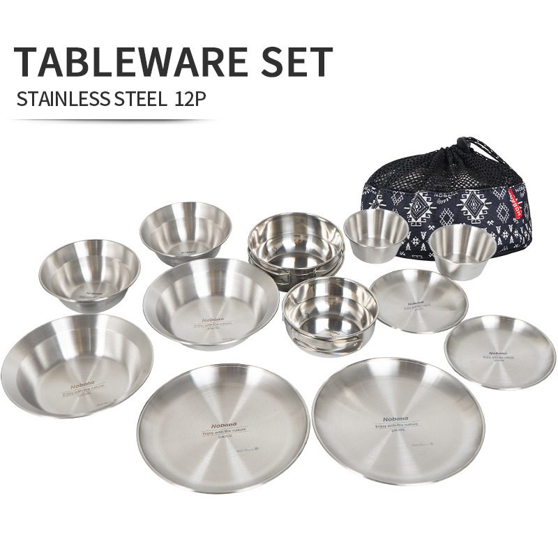 Outdoor Tableware 12-piece Set Portable Camping Tableware Set Self-driving Tour BBQ Camping Household Dinner Plate Small Bowl Dish Outdoor Tableware 12-piece Set Portable Camping Tableware Set Self-driving Tour BBQ Camping Household Dinner Plate Small Bowl Dish