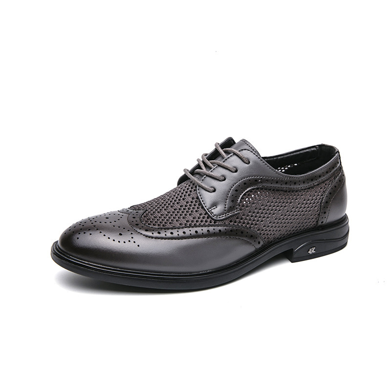 Aliexpress 2024 verano nuevo hueco bloque comercial transpirable zapatos de cuero para hombres sandalias de moda