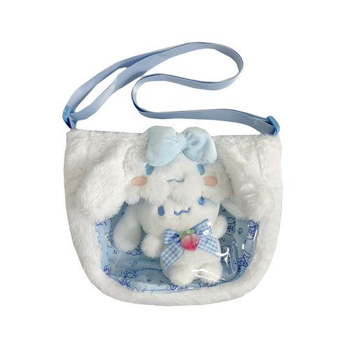 Japanese cute transparent PVC pain bag cartoon puppy rabbit doll crossbody bag  new personalized shoulder bag