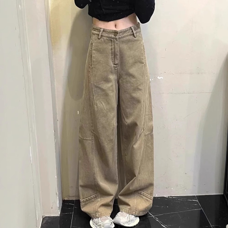 khaki Scimitar Jeans Spring 2025 New American Style Retro Loose Straight Drop Wide Leg Pants khaki Scimitar Jeans Spring 2025 New American Style Retro Loose Straight Drop Wide Leg Pants