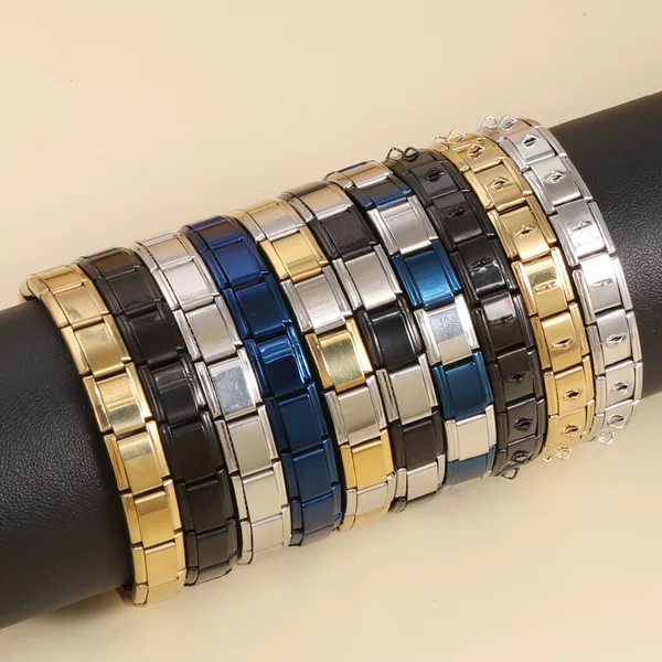 Cross-Border Popular Italian Modular Bracelet DIY Personalized Assembly Bracelet Necklace Anklet Elastic Watch Band Chain Jewelry