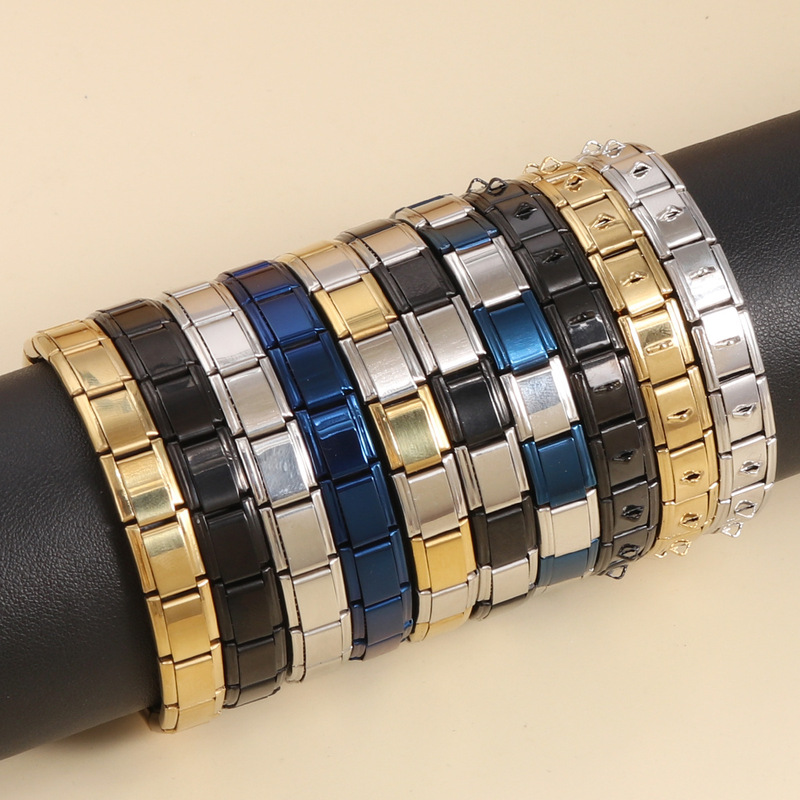 Cross-Border Popular Italian Modular Bracelet DIY Personalized Assembly Bracelet Necklace Anklet Elastic Watch Band Chain Jewelry