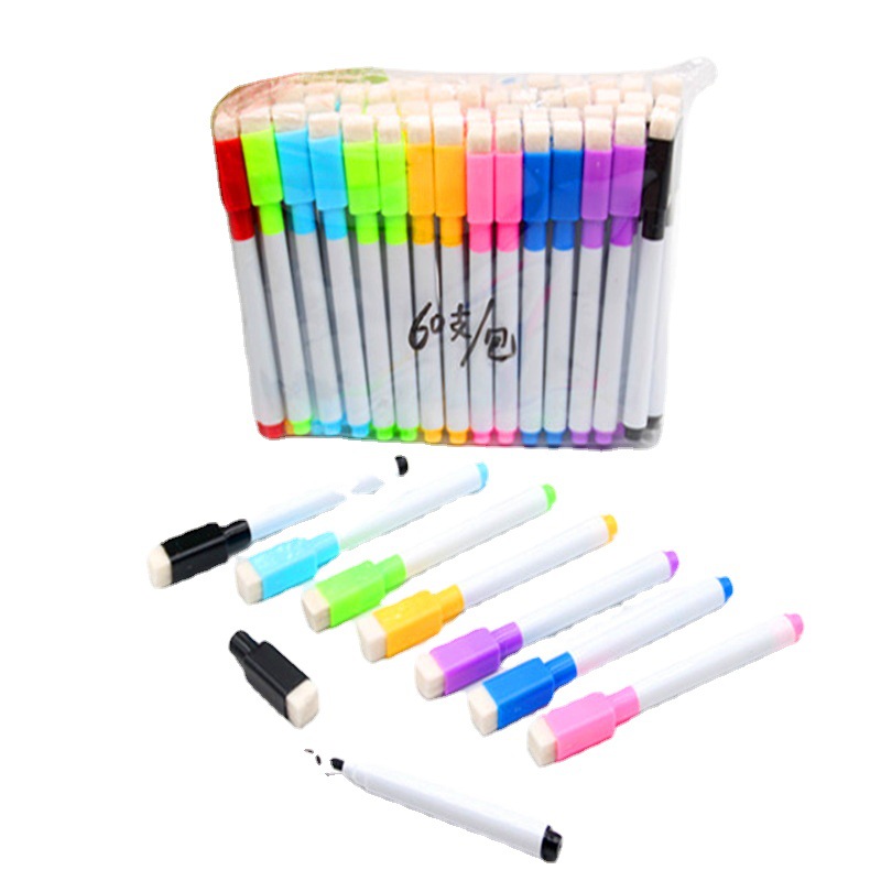Las ventas de la fábrica con cepillo de color base a base de agua cepillo de color borrable núcleo negro tamaño pequeño pizarra pluma publicidad impresión LOGO