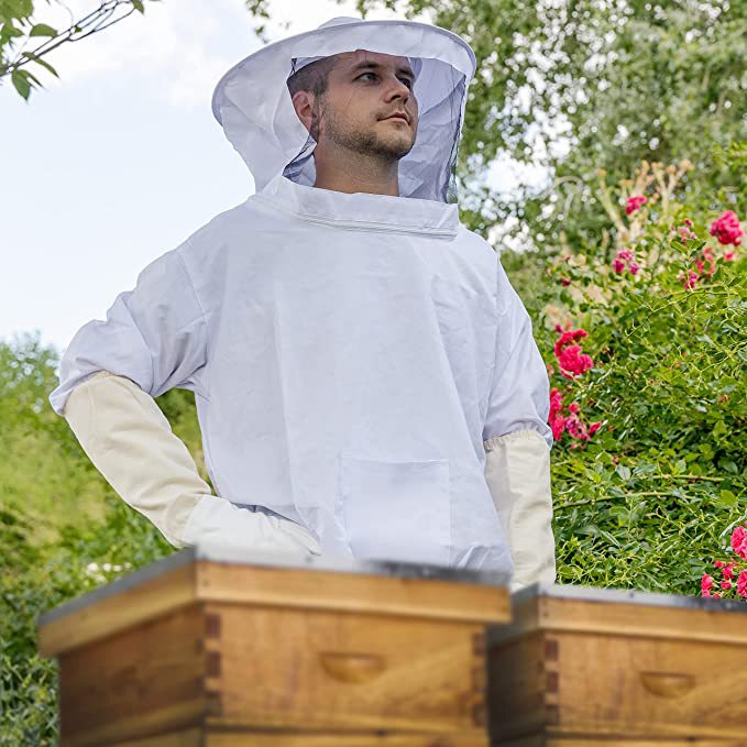 Anti-Bee Clothing Suit Spot Bee Tools Beekeeping Half-length Jacket Bee Clothes Hooded Half-length Jacket Beekeeping Protective Clothing