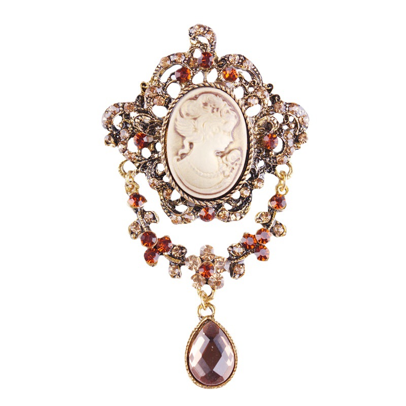 Broche vintage style chinois avec strass pour accessoire pull_voghion.com