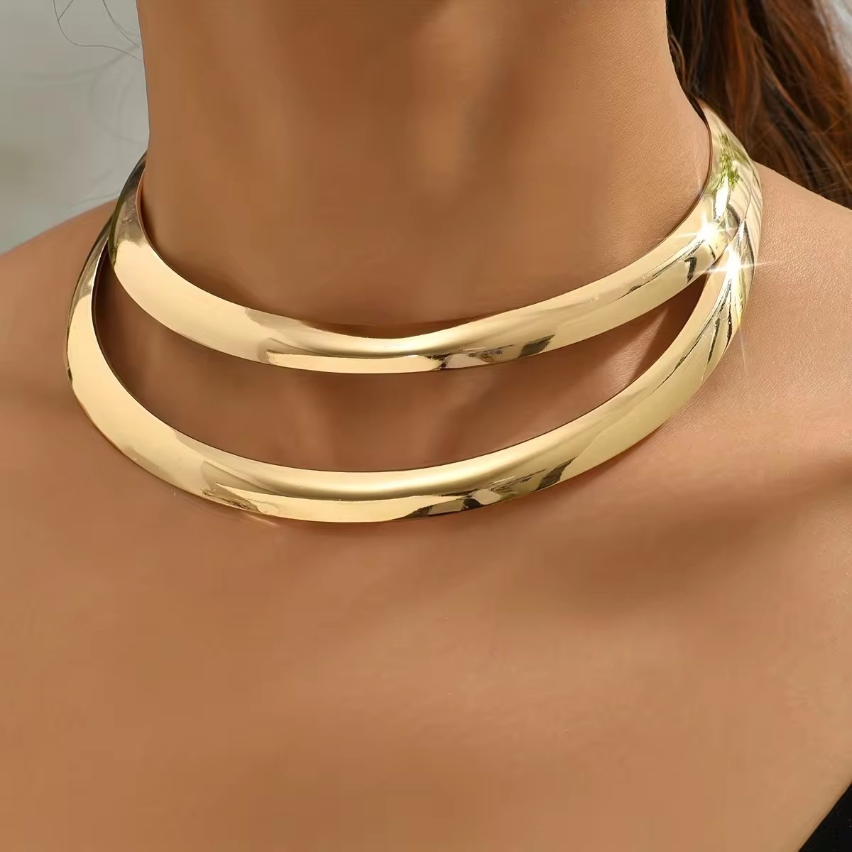 Collar de moda de metal exagerado collar de geometría de moda europea y americana collar accesorios de collar joyería al por mayor