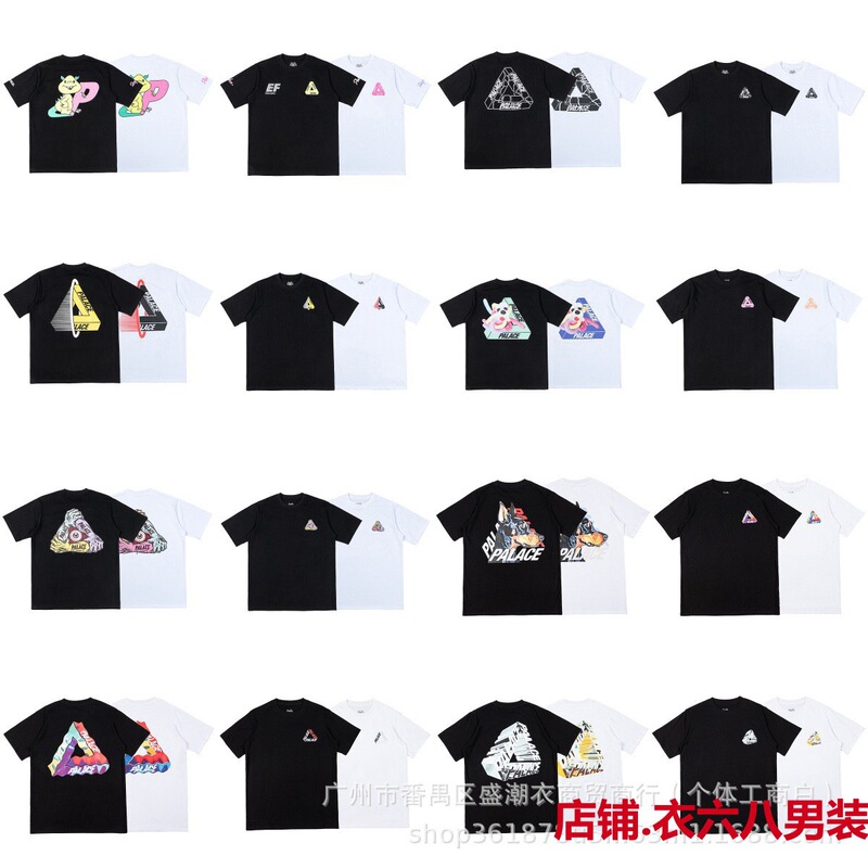 European and American Trendy Brand Palace Triangular Double Yarn Printing High Quality Men's and Women's Casual Short-Sleeved T-Shirts