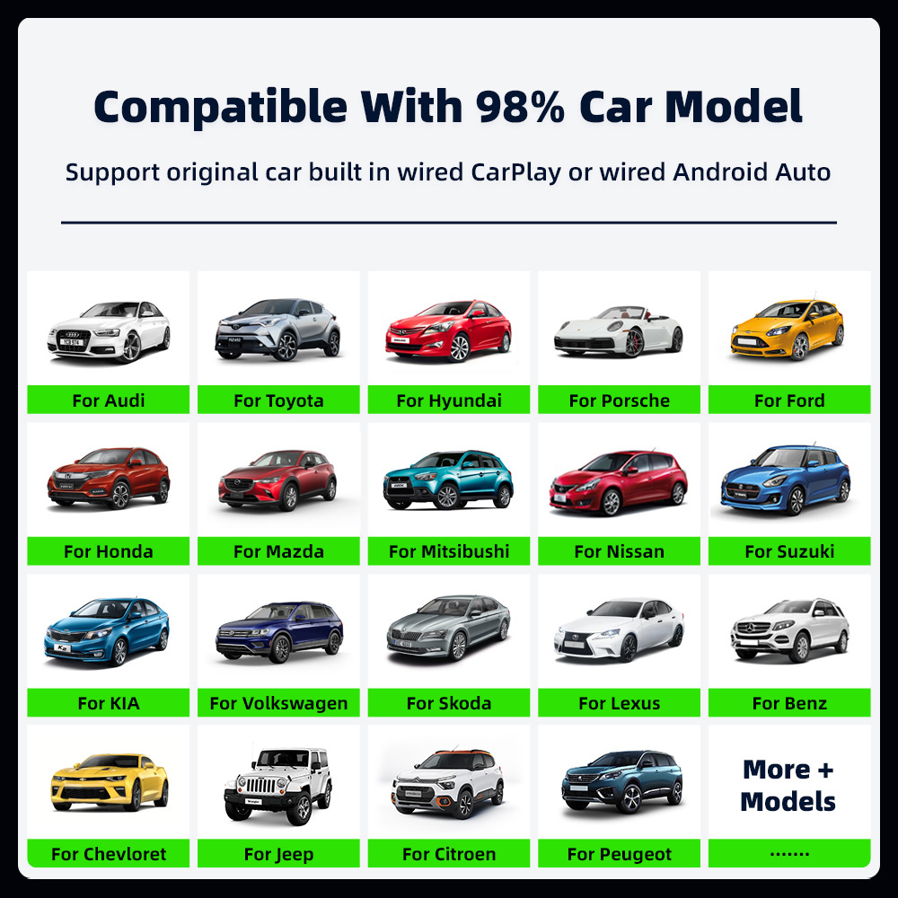 Original Car Wired-To-Wireless Carplay Box, Two-In-One Android Auto Smart Connectivity Box, Ultra-Small Plug-And-Play