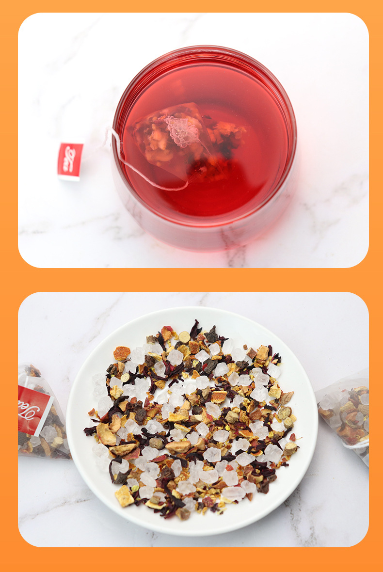 Sour Plum Drink Tea Bags Suan Mei Tang 240g 30 Pyramid Bags Herbal Beverage in use