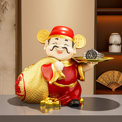 新中式财神送钱摆件客厅玄关办公室店铺收银台装饰品乔迁搬家礼品