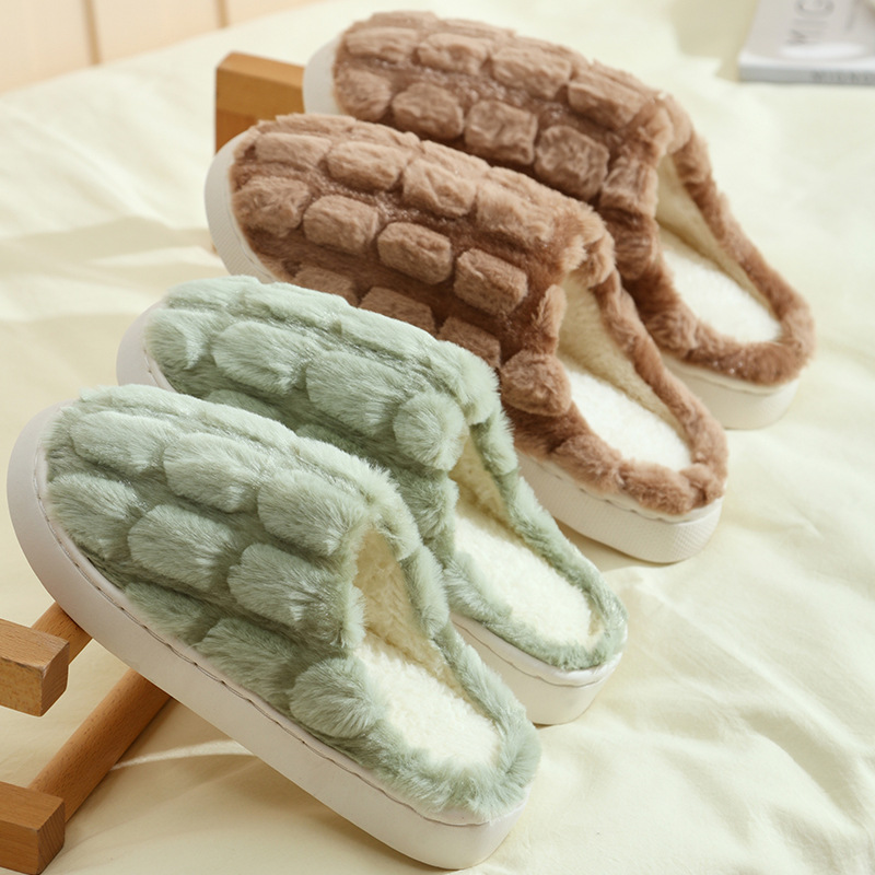 cotton slippers women‘s autumn and winter confinement indoor home non-slip thick bottom shit feeling velvet warm cross-border wholesale
