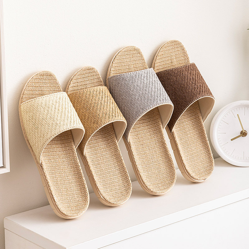 Ya Cao Whole Ladies' Home Linen Slippers Simple Indoor Mute Men's Breathable Home Four Seasons Japanese Style Straw Wet Vine