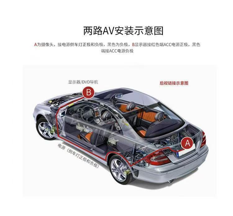 Reversing visual night vision lens camera reversing lens HD car display 12-24V desktop folding