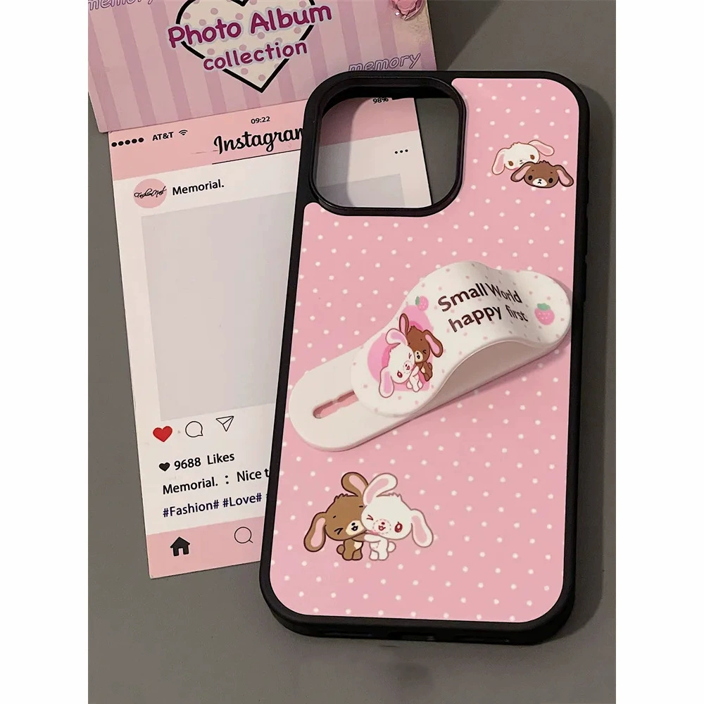 Держатель для чехла для мобильного телефона с накладкой-толкателем Интернет-знаменитость в горошек десертный кролик клейкий настольный портативный ленивый держатель для мобильного телефона