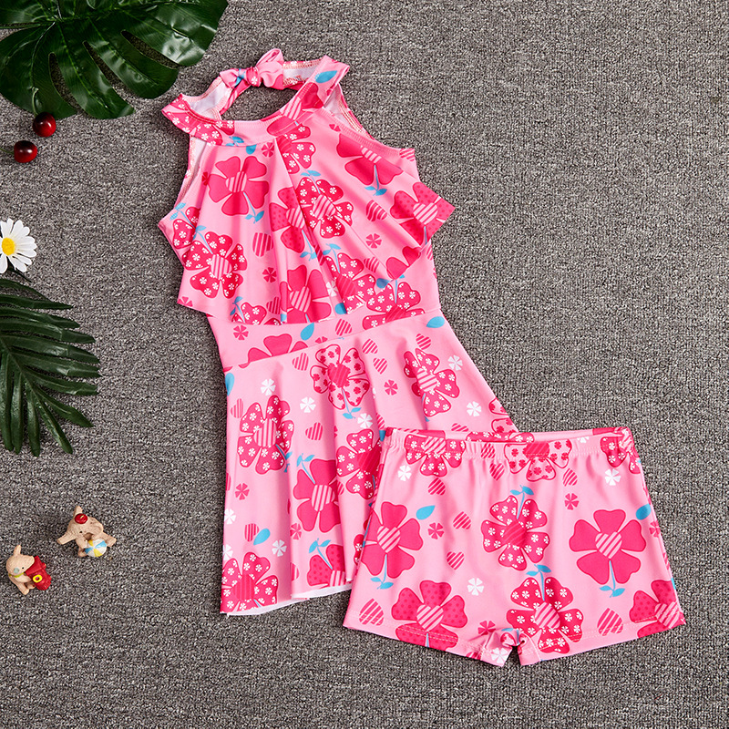 New Style Girls' One-Piece Swimsuit Cartoon Children's Swim Skirt Set Fish Scale Gradient Small and Medium-Sized Children's Swim Trunks Girls Infants