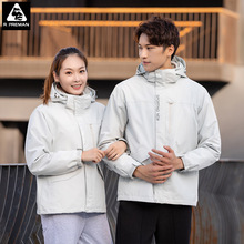 情侣冬季冲锋衣女多袋工装三合一登山服男摇粒绒防风外套抓绒内胆