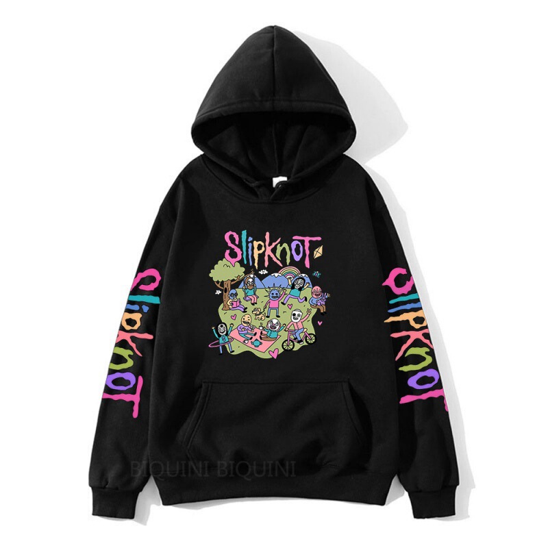 Swing Knot Band Slipknot Graffiti Printed Sweater Harajuku Casual Autumn and Winter Hoodie Cross Border