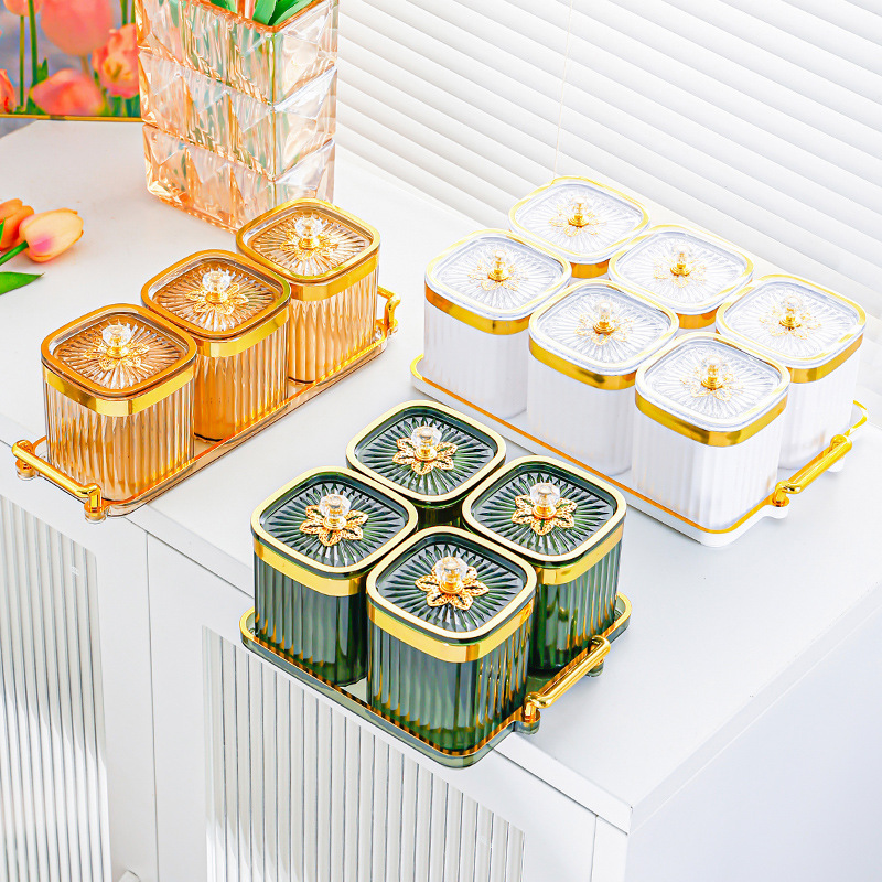 Sealed Jar Spice Box Plastic Jar Kitchen Storage Jar Grain Storage Box Coffee Bean Preservation Jar Tray