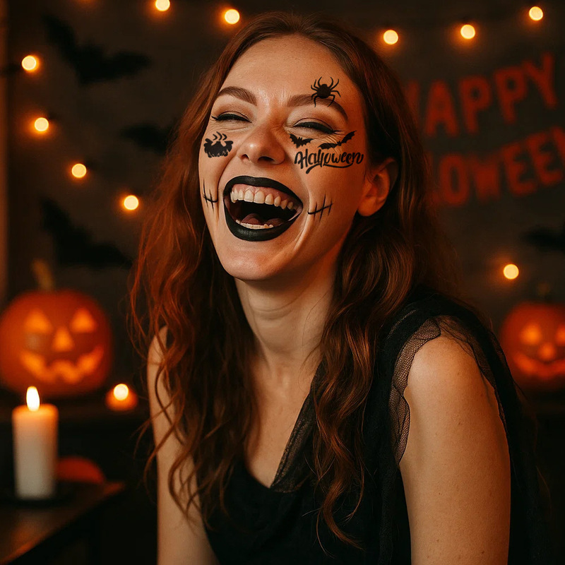 Christmas Halloween Fake Tattoo Stencil Waterproof Stanta Skull Temporary Tattoo Stencil