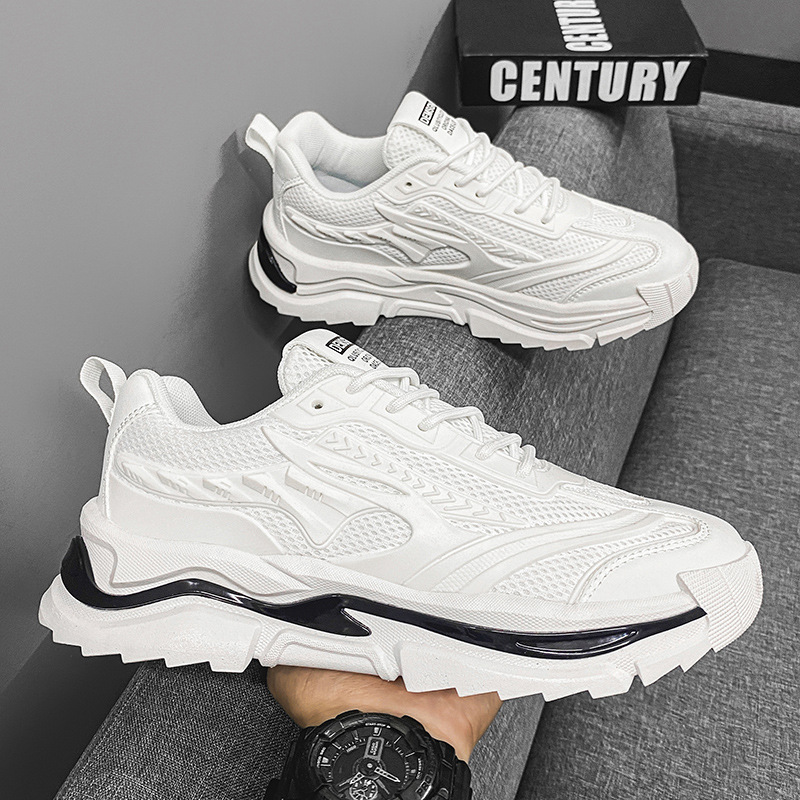 breathable black comfortable autumn running sneakers platform for…