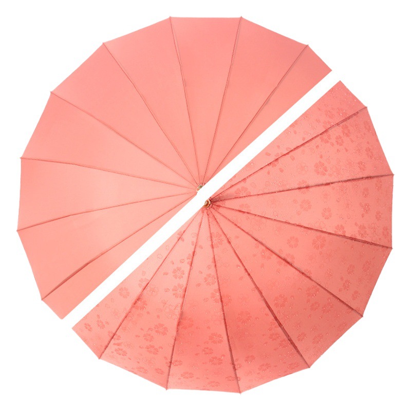 Paraguas de floración de 16 huesos con mango largo de agua varilla recta grande resistente al viento de alto aspecto ins estudiante niños paraguas al por mayor