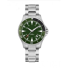 2021汉米顿外贸绿色圆形螺旋表冠普通休闲男士三针石英表可带发！