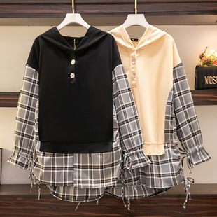 Wholesale 2024 autumn new plus size women's 300kg chubby girl fake two fat girl's clothes vests women