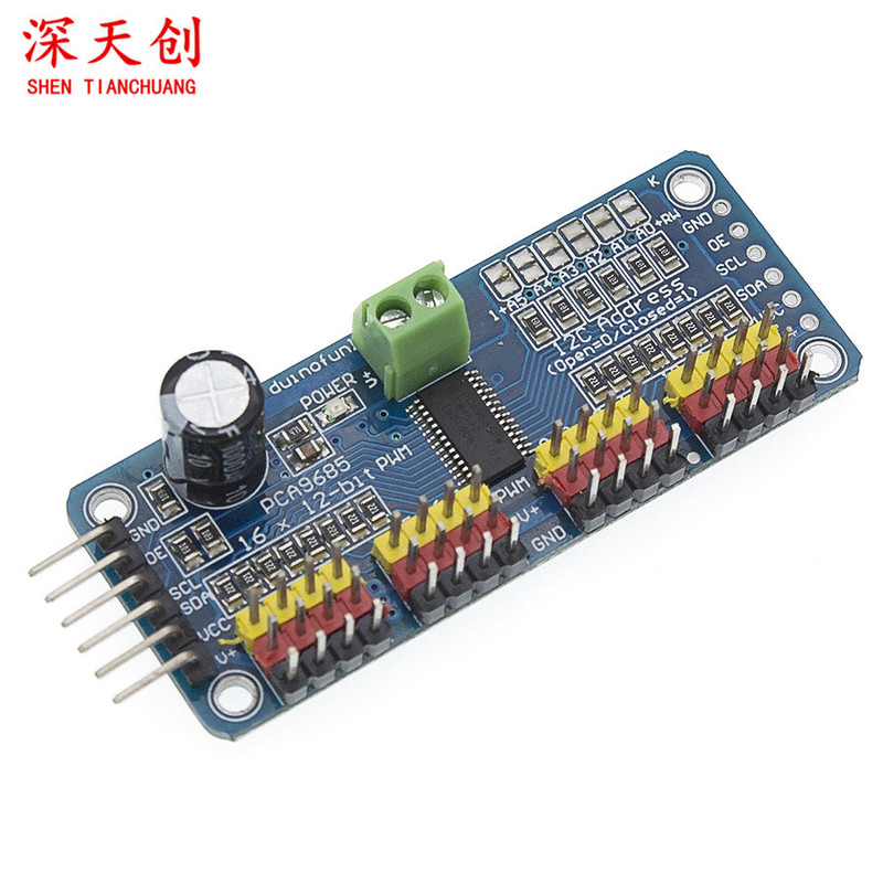 Compatible with Arduino PCA9685 16-way module PWM/steering gear driver board IIC
