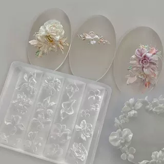 花录浮雕花朵花瓣蝴蝶兰玫瑰硅胶高品质手工美甲模具