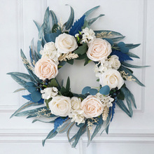 亚马逊春季新款花环装饰婚礼仿真花场景布置家居门饰墙壁挂饰花圈