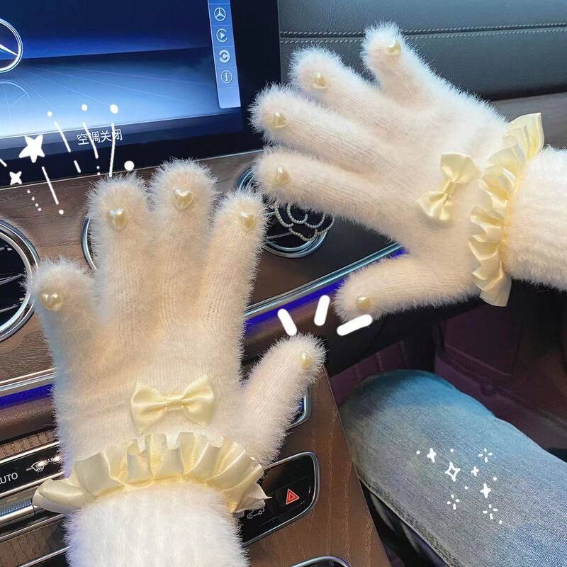 Women's winter student party cute high-looking niche ins Harajuku style warm bow Lolita hand socks