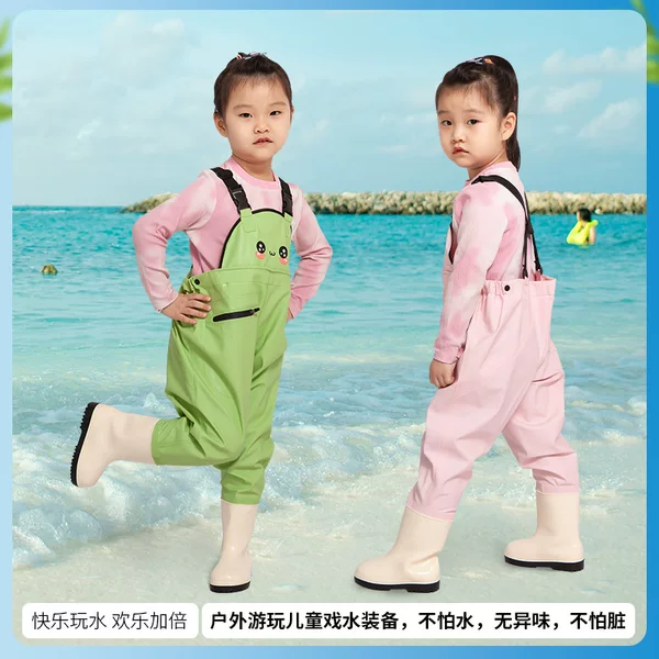 Children's Water Pants Waterproof Water Pants Play with Water Fishing One-piece Water Pants Sea-driving Equipment Wading Suit Kindergarten Beach Pants