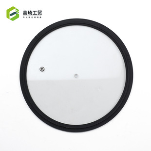 跨境硅胶钢化玻璃锅盖子黑色lid平盖P型-阿里巴巴