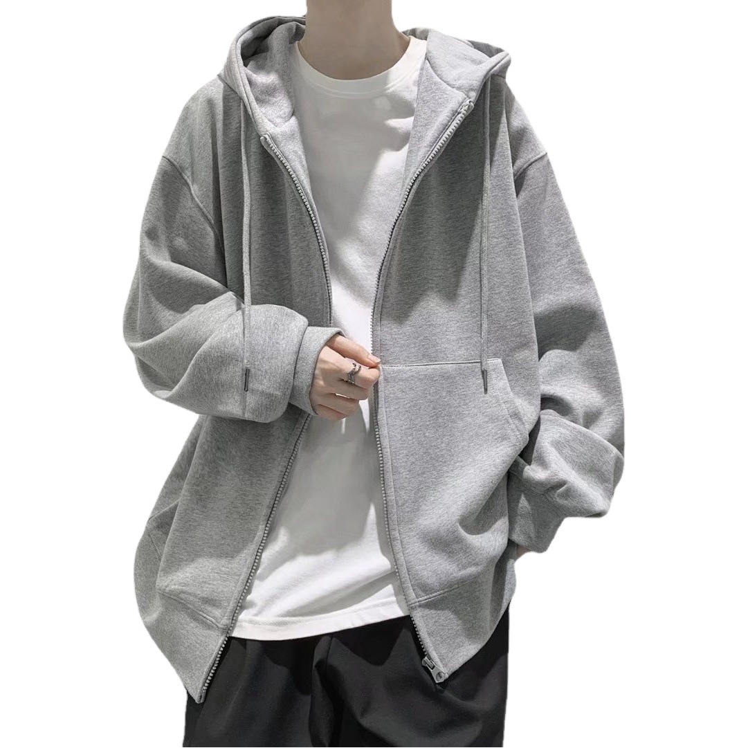 Cardigan hooded sweater men's autumn new Korean style trendy top clothes ins loose casual solid color coat