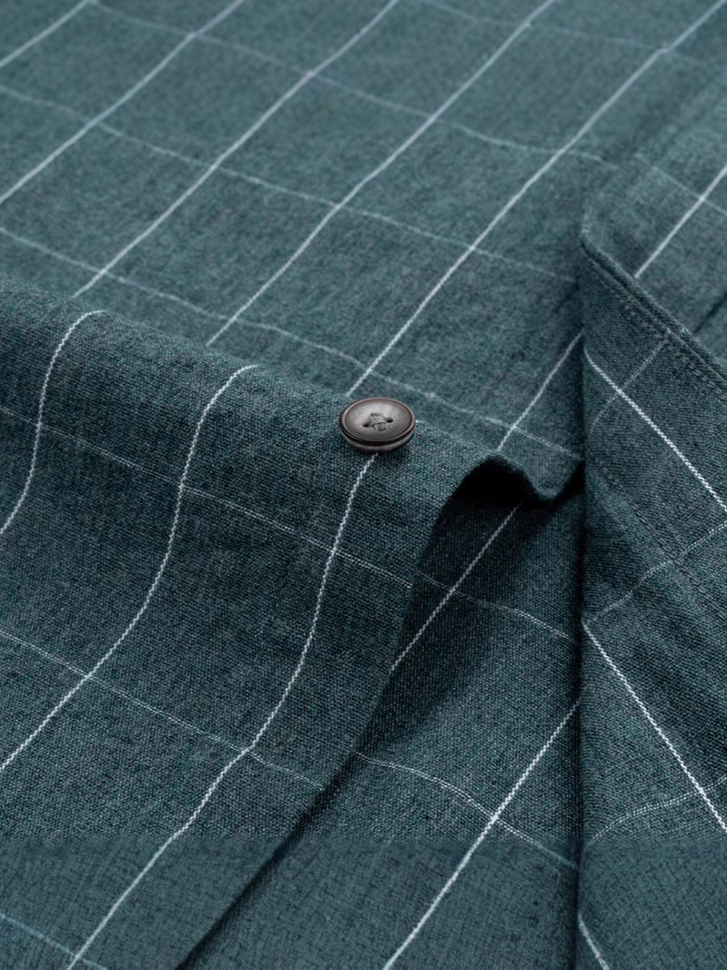 Procesamiento personalizado de algodón hombre de manga larga negocios ocio oxford enzima lavado con agua a rejilla camisa de algodón